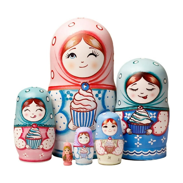 Xuanheng 6x Russian Nesting Dolls Collection Matryoshka Dolls for Desktop Home Office Style D