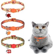 Breakaway Cat Collars for Girl Boy Cats, 3 Pack Cute Kitten Collar with Bells, Safety Adjustable Female Male Kitty Puppy Floral Collar , Small Pet Spring Gifts