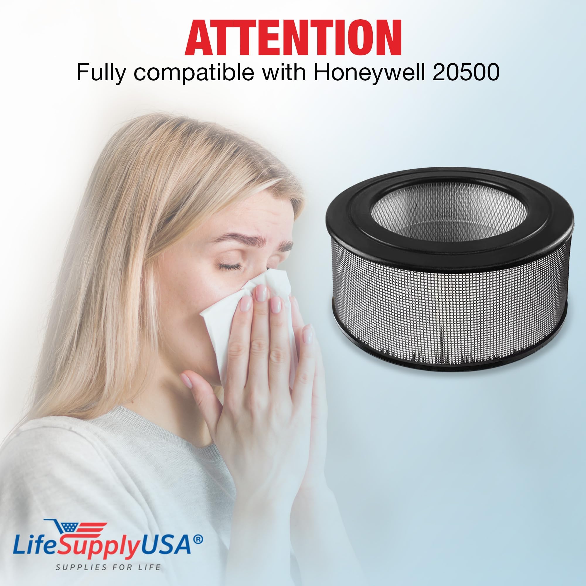 20500 HEPA Filter Compatible with Honeywell Air Cleaner 10500 (EV-10) 17000 17005 17006 17007 17008 17009 83170 by LifeSupplyUSA