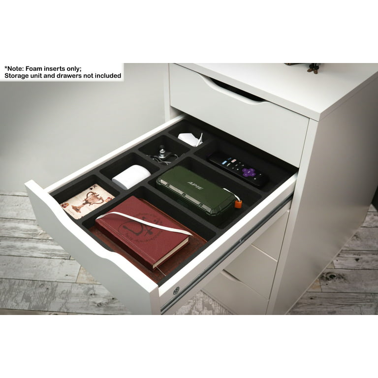 Polar Whale Drawer Organizer Non-Slip Waterproof Insert for Office Home  Dorm Garage 11.5 X 14.5 X 2 Inches 7 Compartments Black Deep Pockets 