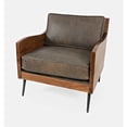 thumbnail image 3 of Jofran Karma Genuine Leather Solid Acacia Rustic Accent Chair, 3 of 7