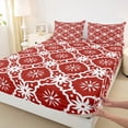 thumbnail image 3 of Manfei Retro Geometric King Sheet Set,Red White Western Floral,4-Piece, 3 of 7