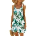 thumbnail image 2 of VBTAPA Sundresses for Women Tropical Print Sleeveless Pleated Mini Dress Hawaiian Beach Vacation Dresses Sales of Today Multicolor L, 2 of 7