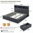 thumbnail image 7 of ACCOHOHO Farmhouse Queen Size Bed with 4 Drawers, Platform Storage Bed Frame with 52" Wooden Bookcase Headboard and LED Light，Black, 7 of 7