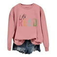 thumbnail image 1 of WEAIXIMIUNG Teacher Sweatshirt Custom Reading Book Sweatshirt Women Let's Read Graphic Long Sleeve Shirts Crewneck Teacher Library Bookish Pullover Tops, 1 of 4