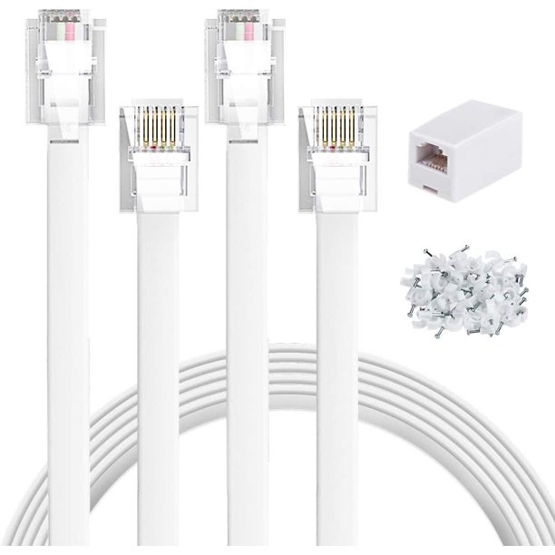 Telephone Cords for Landline Phones, 2 Pack 3ft RJ11 Extension Cable Line with 1 RJ11 Coupler