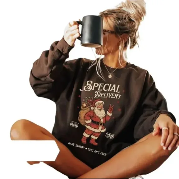 Christmas Pregnancy Announcement Sweatshirt, Custom Pregnant Christmas Sweate