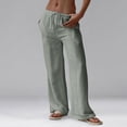 thumbnail image 1 of Baodmurt Mid Waist Pants for Women Wide-Leg Boyfriend Drawstring , Sweatpants for Casual, Green L, 1 of 6