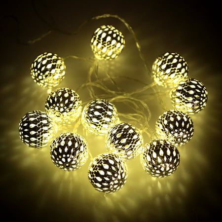 Outdoor Garden Solar Powered 4M 12 LED Warm White Garland Hollow Ball Globe Light Control String Lamp Fairy Lights for Party Wedding Christmas Room