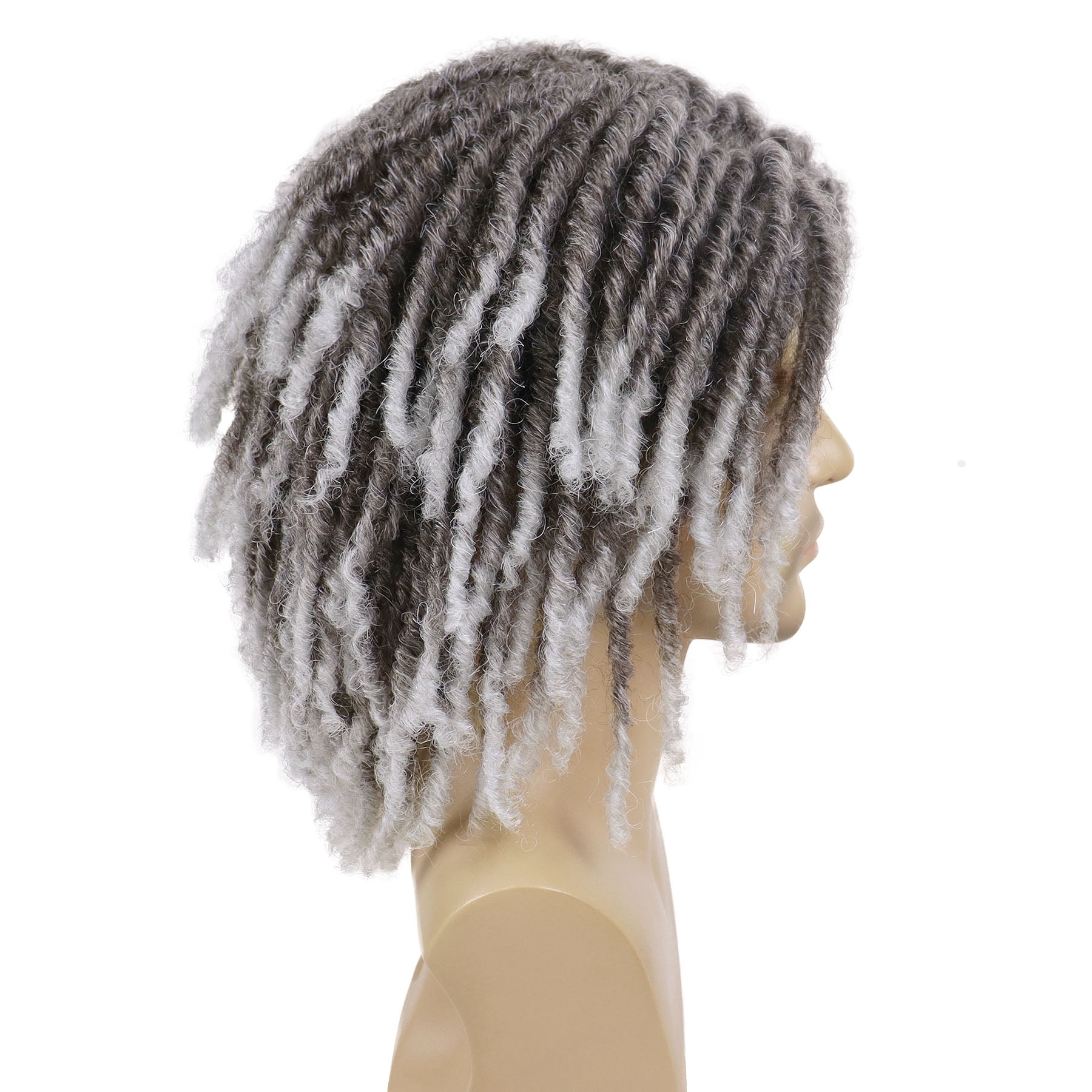 Short  Faux Locs Braided Wig for Man Black ColorTwist Hair Dreadlocks Wig Natural Synthetic Hair Wig with Bangs