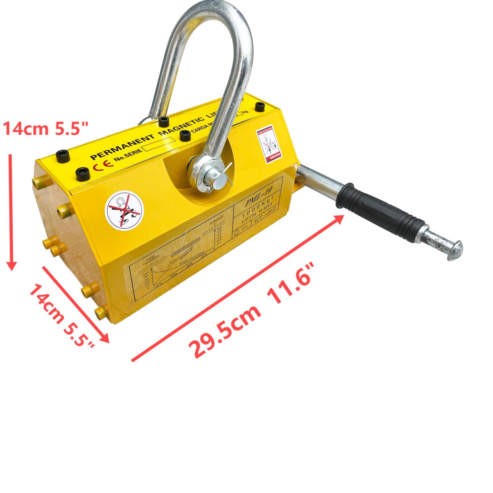 2200lbs Permanent Magnetic Lifter Metal Lifting Magnet Shop Hoist Crane with Handle Neodymium Magnetic