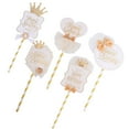 thumbnail image 5 of Oraceous 5 Pcs in 1 Set Cake Topper Delicate Crown Lace Decor Cake Pick for Birthday Party Cupcakes Festival Cake Supplies (White Golden), 5 of 10