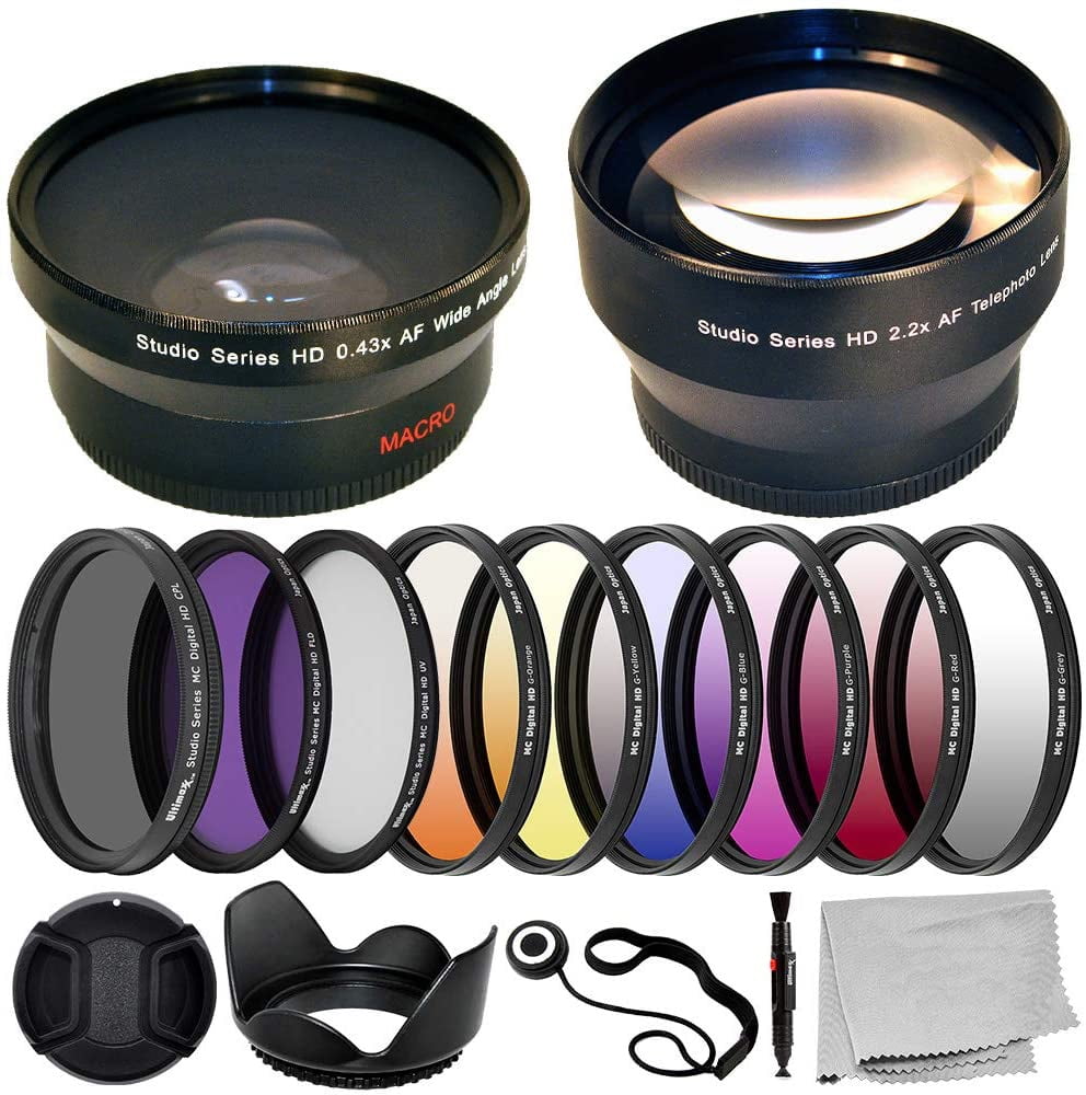 Professional 55MM Complete Lens Filter Accessory Kit With 55MM 2 2X 