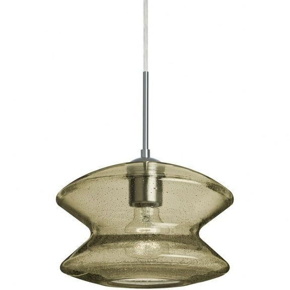 Besa Lighting - Zen - 1 Light Cord Pendant-Satin Nickel Finish-Latte Bubble