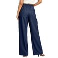 thumbnail image 6 of Inverlee Women's Tencel Denim Drawstring Wide Leg Jeans High Waist Lightweight Casual Palazzo Pants Blue M, 6 of 9