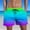 Blue, variant on Jacenvly Endless Summer Men's Shorts Contrast Color Fashion Beach Pants for Men Comfortable Men Casual Gradient Shorts with Pockets Elastic Waist Beach Pants Green