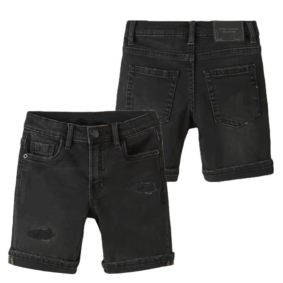 CONZONE Kids Boys Short Jeans Casual Denim Shorts for Kids Elastic Waist Graphic Straight Leg Jeans With Pockets