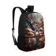 thumbnail image 2 of Binienty American Flag Deer Pattern 17 Inch Kids School Backpack Large Capacity Bookbag with Laptop Compartment Side Pockets for Teens Daily Use School Travel, 2 of 6