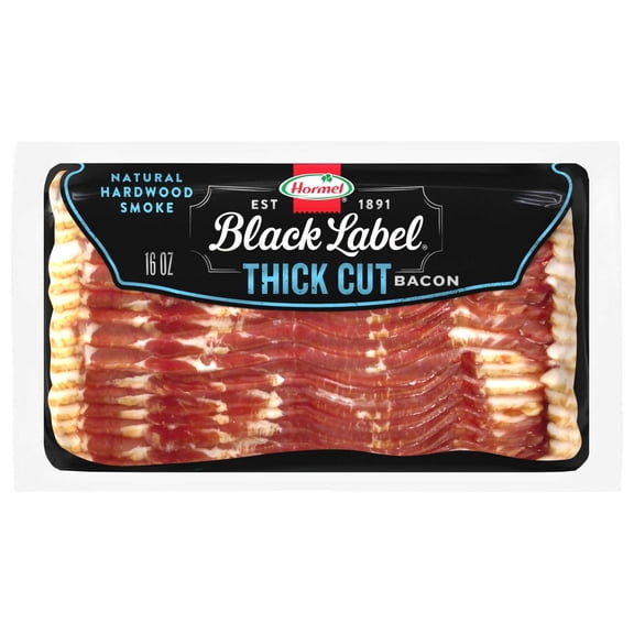 HORMEL BLACK LABEL Bacon, Thick Cut, Gluten Free, Refrigerated, 16 oz Plastic Package