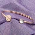 thumbnail image 3 of Simple Rose Gold Zodiac Sign Cuff Bracelet with Birthstone Birthday Gift for Women Girls (Aries), 3 of 4
