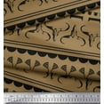 thumbnail image 3 of Soimoi Brown Cotton Voile Fabric Floral & Buffalo Head African Printed Fabric 1 Yard 42 Inch Wide, 3 of 3