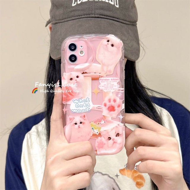 Redmi A1 12C Note 12 11 10 9 Pro 10C 12 4G 10 9A 9T 9C Xiaomi Lite Poco X3 3D Wave Pink Kitten Ilustración Transparente Funda De Teléfono Protección Suave Cubierta Trasera