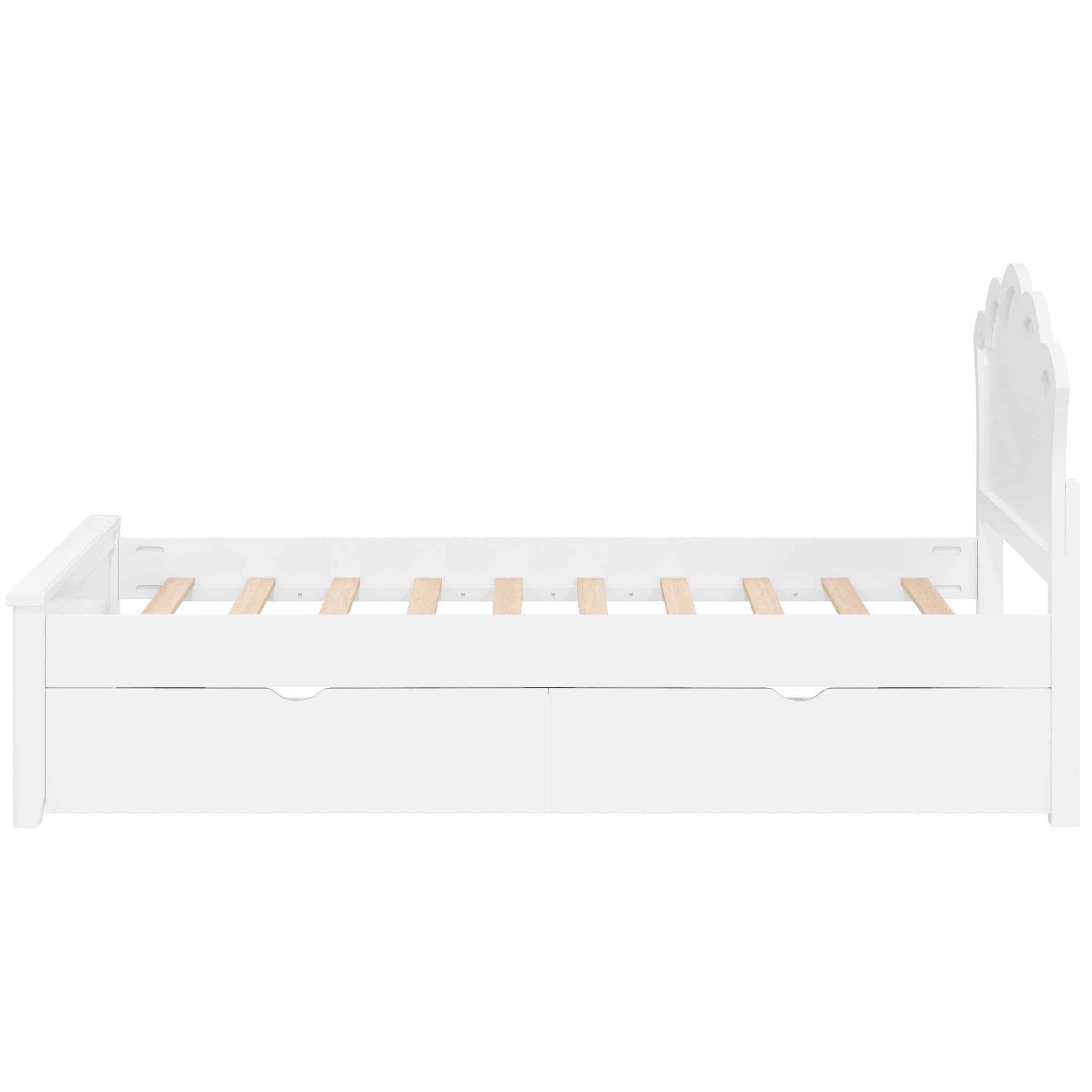 Noble House Caldon Twin Size Wood Platform Bed with Headboard, Footboard, and Under-Bed Storage Drawers, White