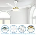 thumbnail image 3 of Dextrus 52in 4 Blades Modern Ceiling Fans with LED Light and Remote, 3 speeds and Night Light Mode - White & Gold, 3 of 12