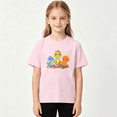 thumbnail image 2 of Cute Cartoon Dinosaurs Girls Graphic Tee, Sweet Kawaii Animals 100% Cotton Kids Short Sleeve T-Shirt, 2 of 5