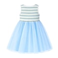 thumbnail image 6 of HILEELANG Toddler & Little Girls Striped Ribbed Tulle Dress, Light Blue Sleeveless Summer Sundress, 2T-7T, 6 of 10