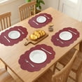 thumbnail image 3 of Placemats Set of 6 Leather Placemats for Kitchen Dining Table Decor Waterproof Heat Resistant Flower Table Placemats Wine Red 17.7*11.8inch, 3 of 6