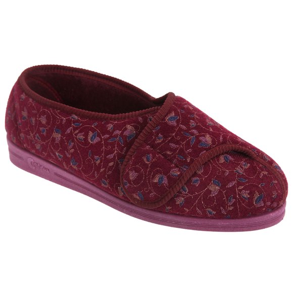 Comfylux Womens Helen Floral Superwide Slippers