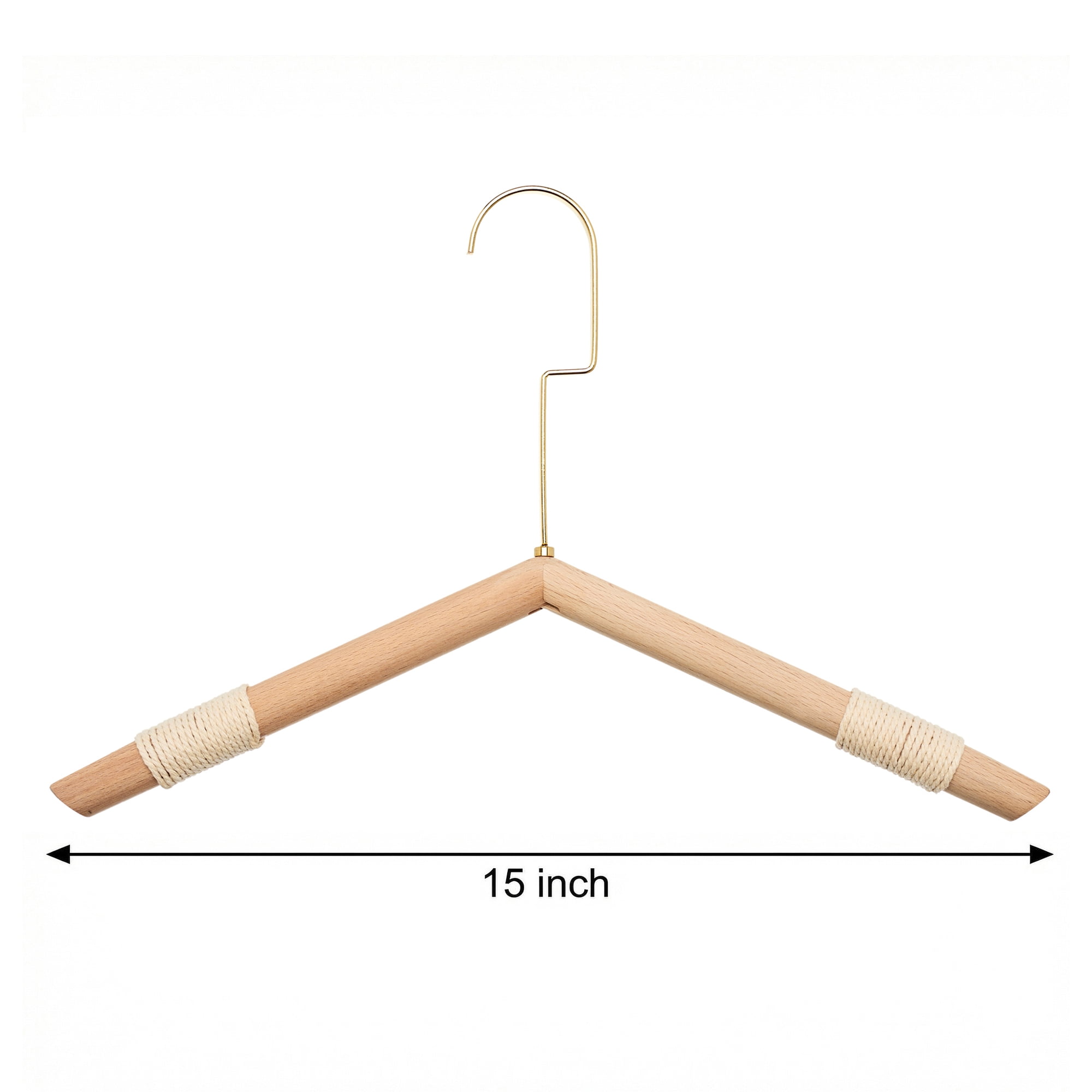 Unique Bargains 2Pcs Wood Nonslip Rope Durable Hangers Natural