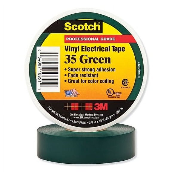 Vinyl Electrical Color Coding Tape 35, 3/4 In X 66 Ft, Green | Bundle of 5 Rolls