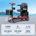 thumbnail image 3 of REARFIT Foldable 4 Wheels Mobility Scooter for Seniors, Electric Wheelchair with Detachable Battery, Dual Baskets, Cup & Phone Holder, 330lbs, Red, 3 of 12