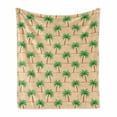 thumbnail image 1 of Oasis Soft Flannel Fleece Throw Blanket, Repetitive Palm Tree with Coconuts on Branches, Cozy Plush for Indoor and Outdoor Use, 50" x 60", Peach Fern Green, by Ambesonne, 1 of 5