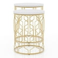 thumbnail image 3 of Pemberly Row Contemporary Metal 2-Piece Nesting Table in Gold and White, 3 of 7
