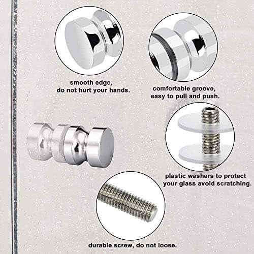 2 Set Shower Screen Handle Bathroom Door Handle Knob with Solid Stainless Steel for Replacement Groove Glass Door(Install Screw 7.8x30mm)