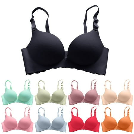 

LYCAQL Lingerie for Women Macaron Underwear Traceless Girl Bra Set Smooth No Underwire Gathered Upper Bracket Adjustable Bra Woman Bras (Red 34)