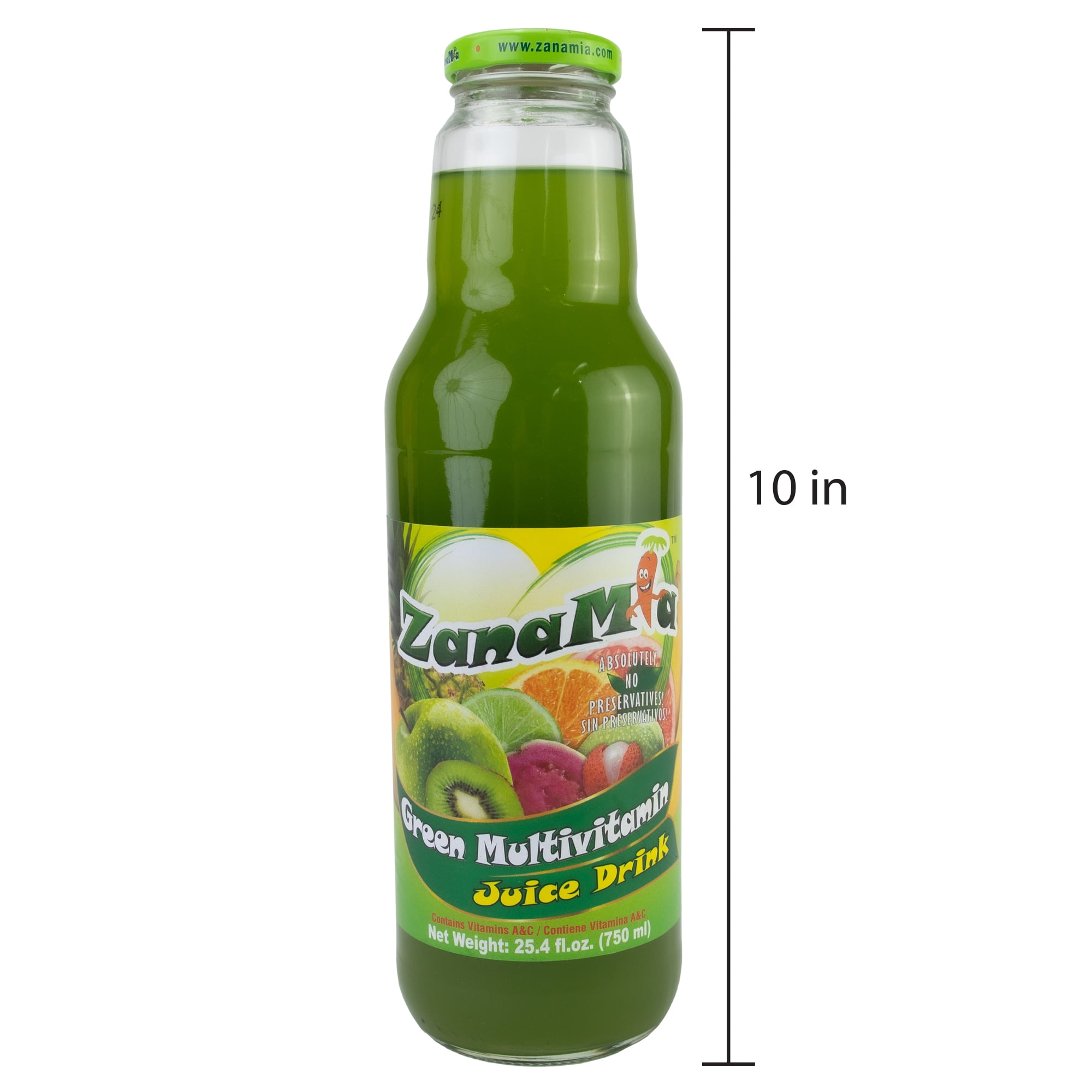 ZanaMia Green Multivitamin Juice Drink, 25.4 fl oz Single Glass Bottle