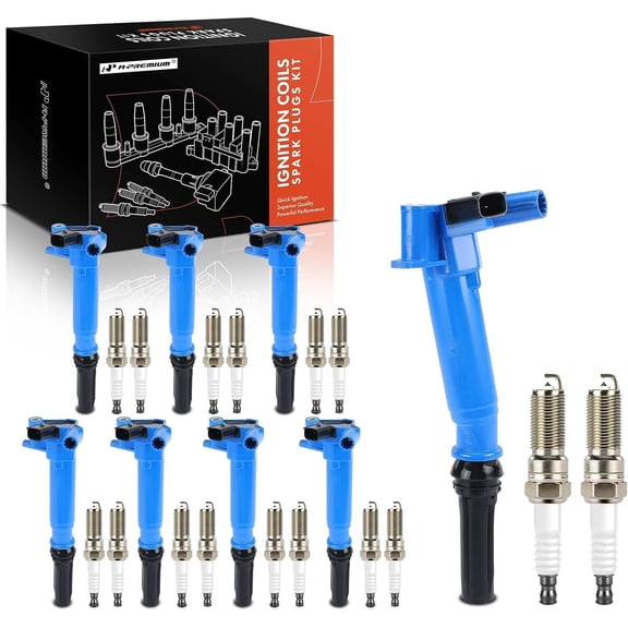 A-Premium Set of 16 Ignition Coil Pack and Iridium Spark Plugs Compatible with Ford F-150 F150 2010-2014, F-250 F-350 Super Duty 2011-2017, E-350 E-450 Super Duty 2017, 6.2L, Replace# AL3Z12029A