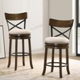 thumbnail image 6 of Furniture of America Zaren Wood Swivel Barstool-Set of 2, Oak, 24-in, 6 of 7