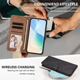 thumbnail image 4 of Leather Flip Wallet Case for Google Pixel 9 Pro XL/Pixel 10 Pro XL, Card Holder Magnetic Closure Protective Phone Cover,Black, 4 of 7