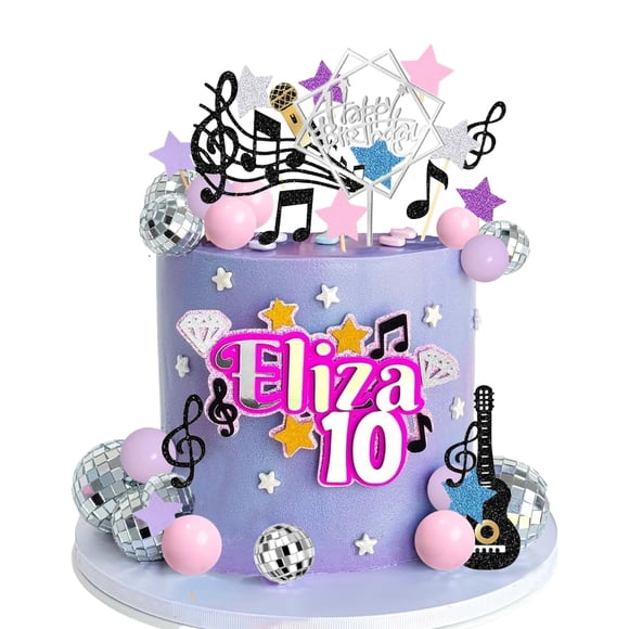 Cake Topper COYELINL - Tema musical para niña, color rosa y morado