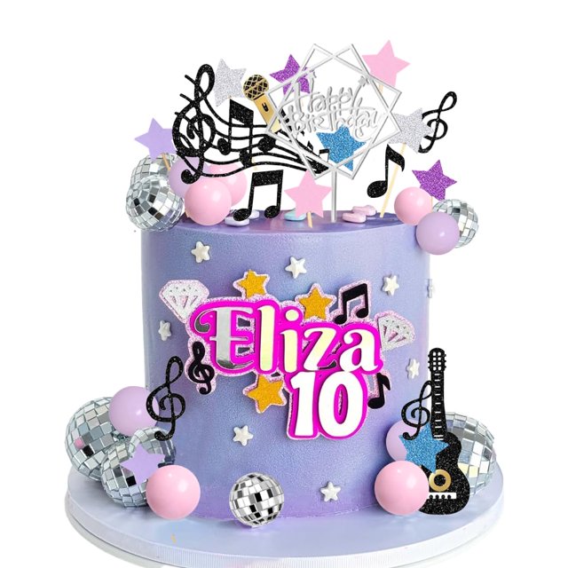 Cake Topper COYELINL - Tema musical para niña, color rosa y morado