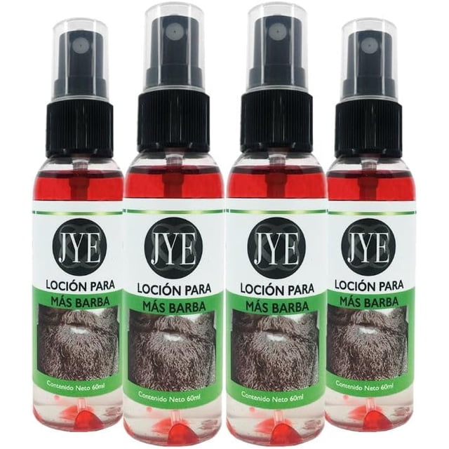 4 Frascos Loción Crecimiento de Barba, bigote y Cabello, Tratamiento auxiliar en el crecimiento, anticaída, natural libre de químicos, Promo por tiempo limitado! + 2 Regalos