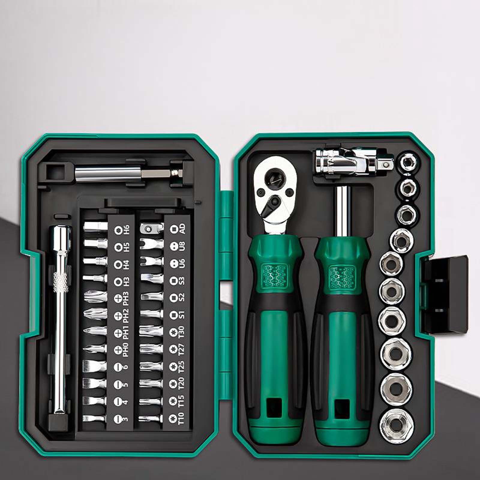 2026 New, Tools Portable And Multi-Functional 40 PCS Screwdriver Set Household Multi-function Tool Set With Ratchet Wrench