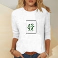 thumbnail image 2 of HCYSFG Women Casual Shirt 3/4 Sleeve Crew Neck Mahjong Graphic Print Slim Fit Daily Wear Summer Breathable Soft Tee Comfort Unique Classic Top, 2 of 3
