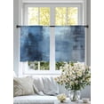 thumbnail image 4 of Abstract Blue Art Sheer Curtains 45 inches Long 2 Panels Set Retro Gradient Blue Watercolor Tiers Sheers Rod Pocket Small Window Short Curtains for Kitchen Cafe, Each 52" W x 45" L, 4 of 7