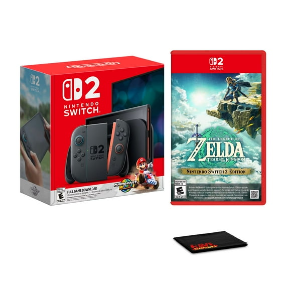 Nintendo Switch 2, Mario Kart World Bundle   Nintnedo The Legend of Zelda: Tears of the Kingdom  Microfiber Cleaning Cloth